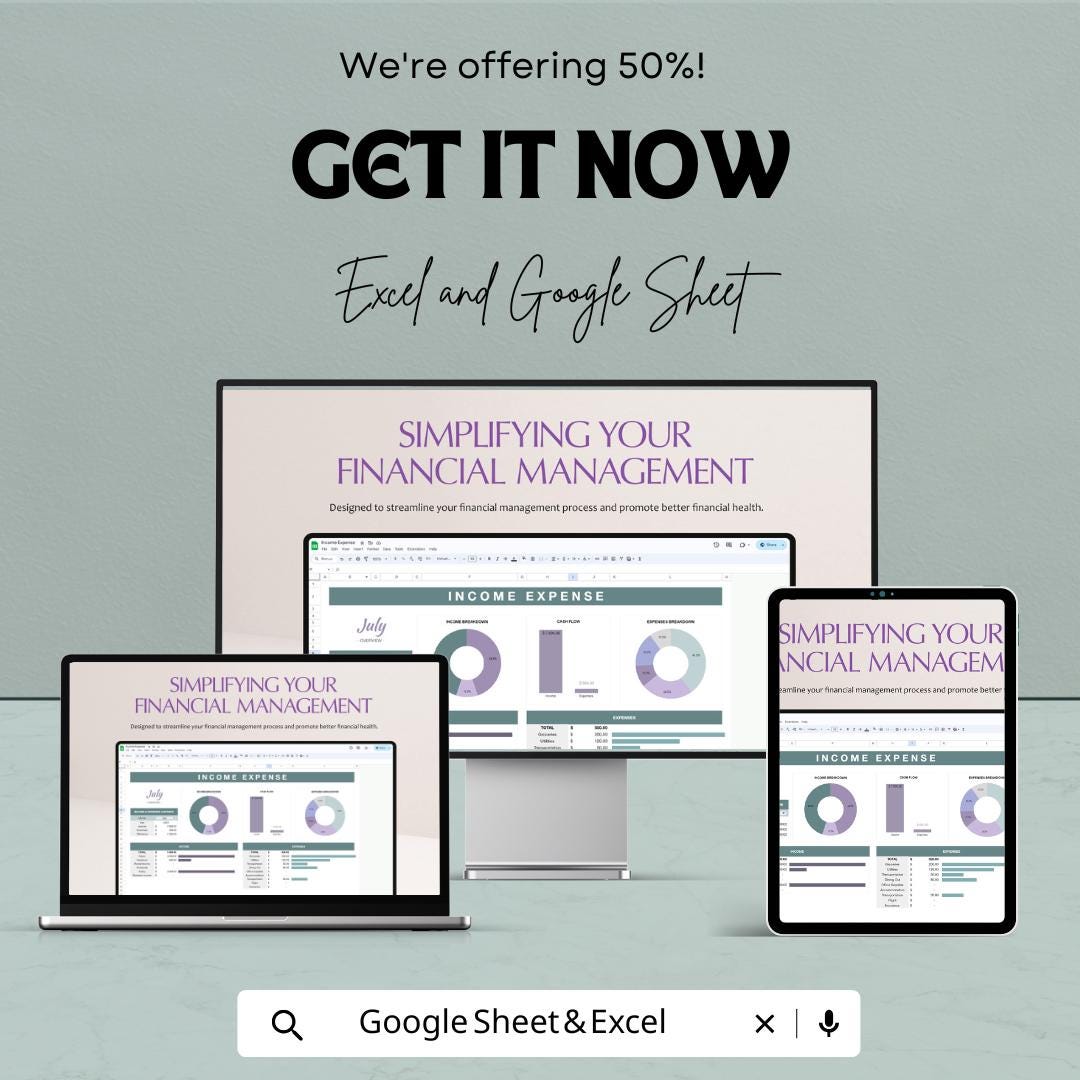 Income Expense Tracker Spreadsheet, Budget Template, Monthly Finance Planner, Cash Flow Tracker,  Small Business Finance