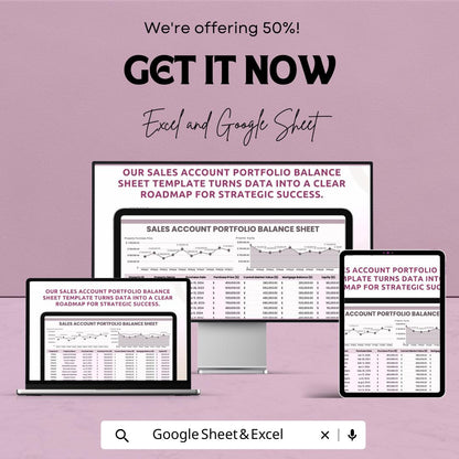 Sales Account Portfolio Balance Sheet | Excel & Google Sheet | Real Estate Sales Tracker | Property Equity Report | Editable Dashboard