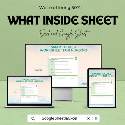 Smart Goals Worksheet for Nursing – Editable Google Sheet & Excel | Patient Care Planning Template | Nursing Goal Setting PDF