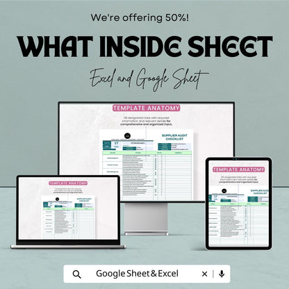 Operations Supplier Audit Checklist Template | Vendor Compliance Audit Tool | Excel & Google Sheets
