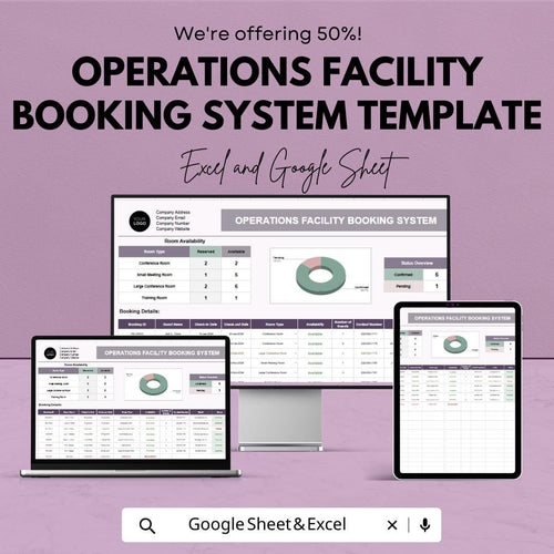 Operations Facility Booking System Template | Room Booking Spreadsheet | Excel & Google Sheets