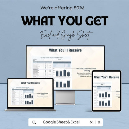 Finance Audit Procedure Tracking Template, Excel & Google Sheets, Financial Audit Checklist, Accounting Audit Log, Compliance Tracker