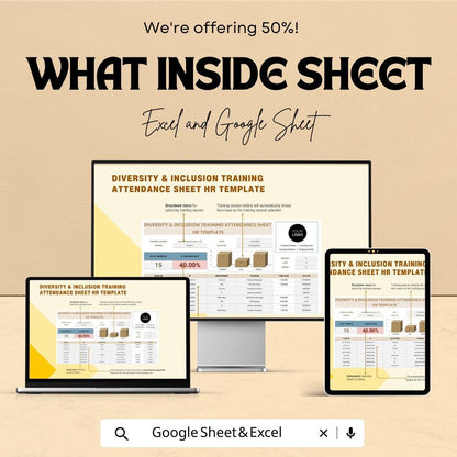 Diversity & Inclusion Training Attendance Sheet | HR Attendance Tracker Template | Excel andGoogle Sheets | Employee Training Record