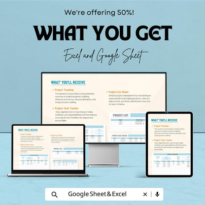 Project Tracking Template | Project Management Spreadsheet | Task Tracker and Project List | Excel & Google Sheets Planner