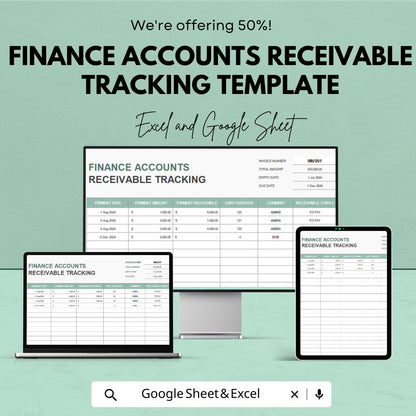 Finance Accounts Receivable Tracking Template | Invoice Tracker | Payment Tracking Spreadsheet | Business Finance Template