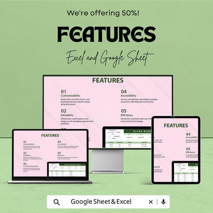 Blank Worksheet Template | Activity Tracker Spreadsheet | Task & Time Tracking Sheet |Google Sheets | Editable Productivity Planner