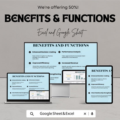 Sales Account Growth Tracker Template | Business Sales Analysis Spreadsheet | Revenue Growth Report | Digital Download