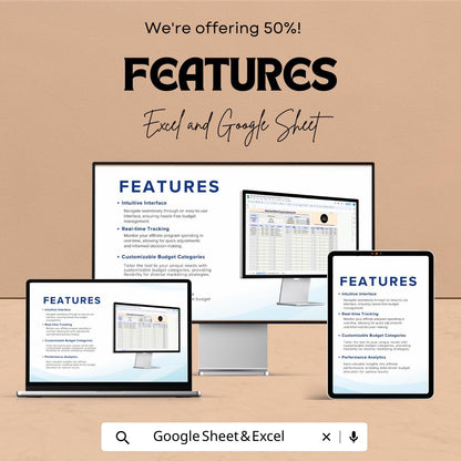 Marketing Affiliate Budget Template, Affiliate Program Tracker, Excel & Google Sheets Marketing Budget Tool, Affiliate Expense Planner
