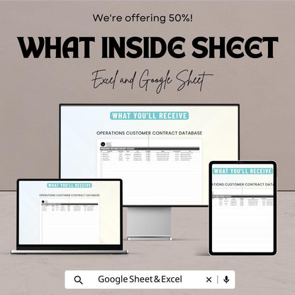 Operations Customer Contact Database Sheet | Excel and Google Sheets | Organize & Manage Customer Info | Customizable | Instant Download