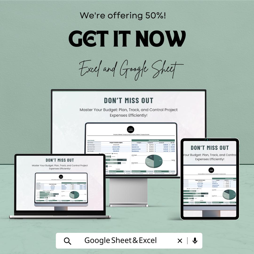 Operations Project Budget Planner - Google Sheets Template | Project Cost Tracking, Budget Management, Expense Control, Financial Planning