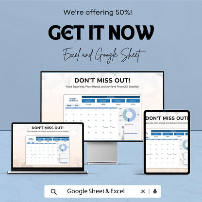 Budget Calendar Template | Monthly Budget Calendar Spreadsheet | Expense Planner Excel & Google Sheets | Bill Payment Calendar |