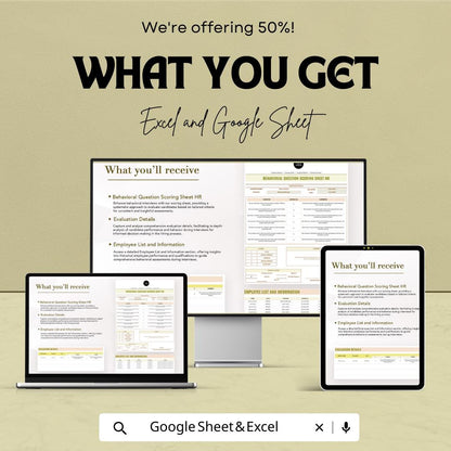 Behavioral Interview Scoring Sheet HR Template | Interview Evaluation Form | Candidate Scoring Spreadsheet | HR Hiring Toolkit