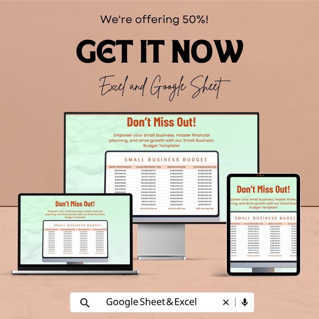 Small Business Budget Template | Business Budget Spreadsheet | Expense and Income Tracker | Financial Planning Template |
