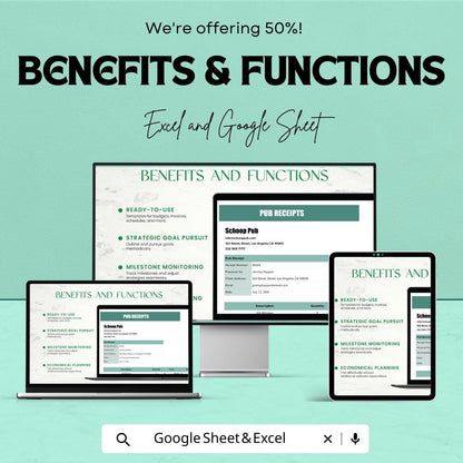 Pub Receipts Sheet Template - Excel & Google Sheet for Easy Financial Tracking