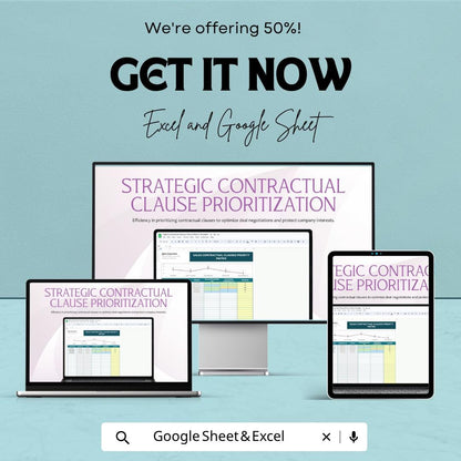 Sales Contract Priority Matrix Template | Contract Clause Tracker Spreadsheet | Deal Risk Analysis Template | Contract Management Tool