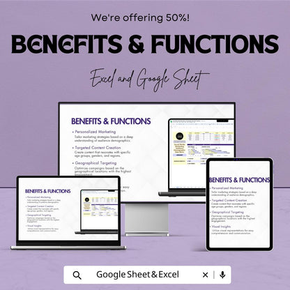 Social Media Marketing Audience Demographic Data Sheet Template | Analytics Tracker | Demographic Report Spreadsheet | Google Sheets |