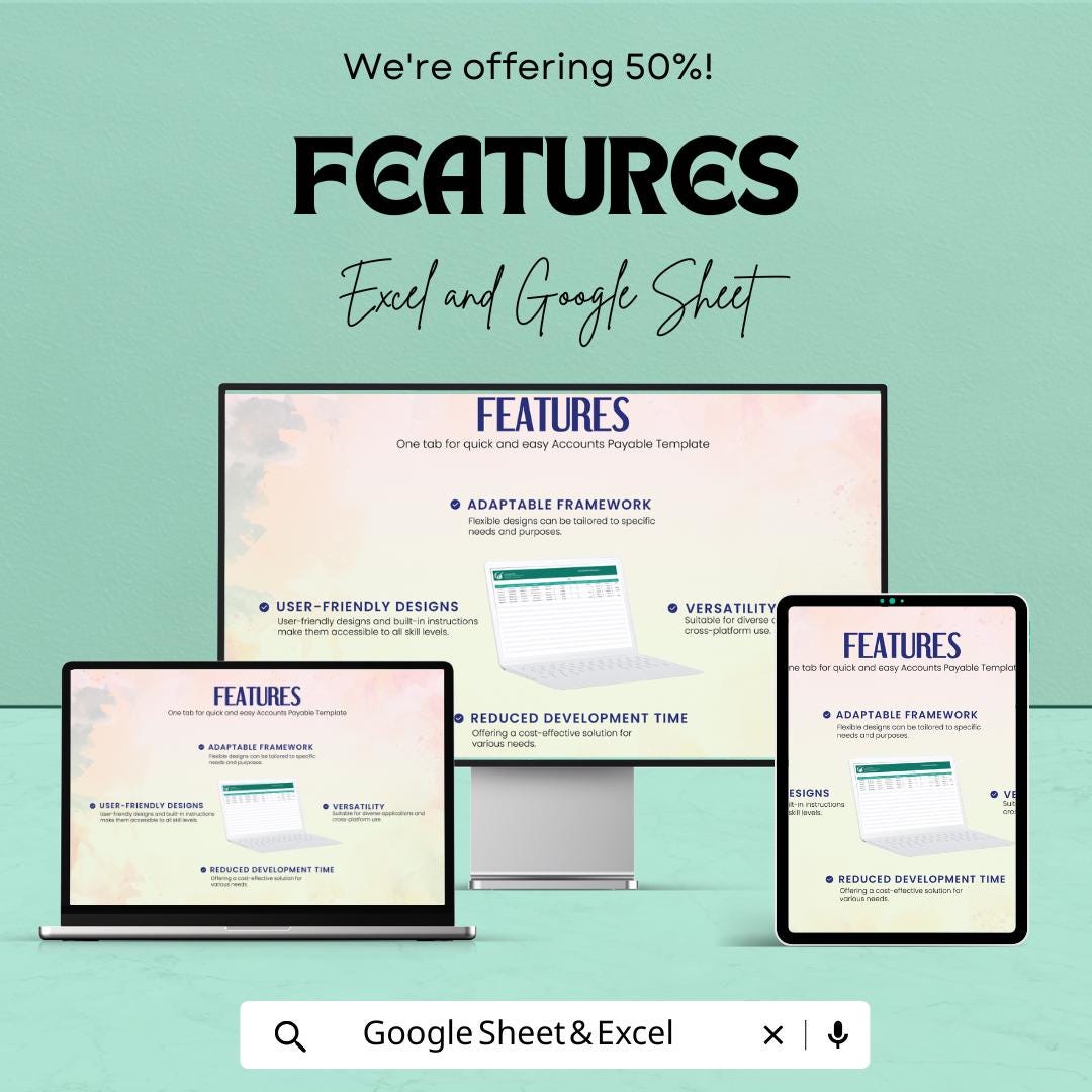 Accounts Payable Template | Excel & Google Sheets | Supplier Management Tracker | Bill Tracking Spreadsheet | Business Finance Organizer