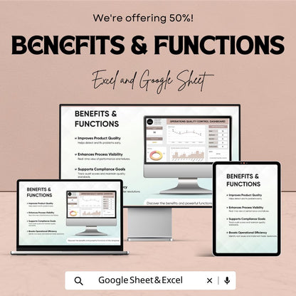 Operations Quality Control Dashboard Template | QC Dashboard Spreadsheet | Excel & Google Sheets