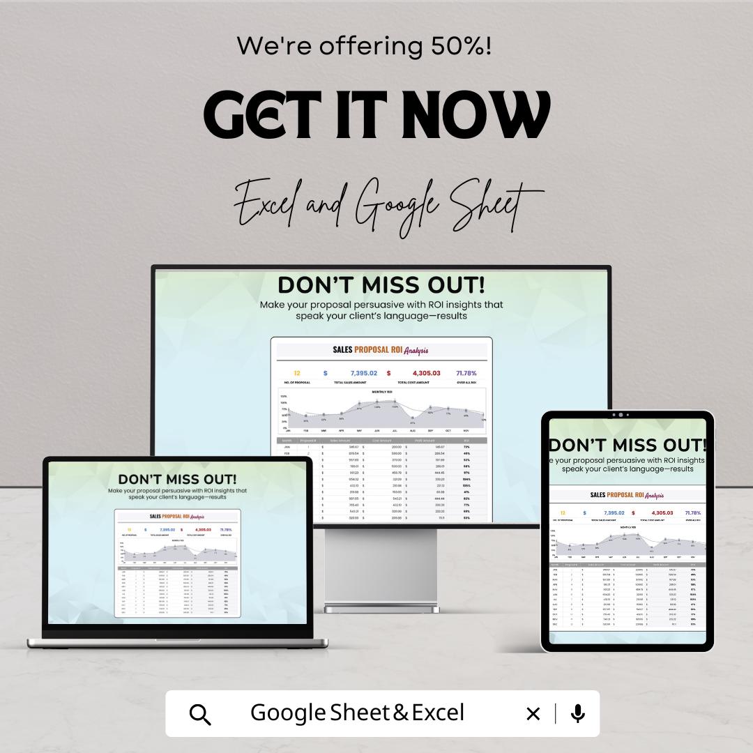 Sales Proposal ROI Analysis Template | ROI Tracker Dashboard | Sales Performance Report | Return on Investment Calculator