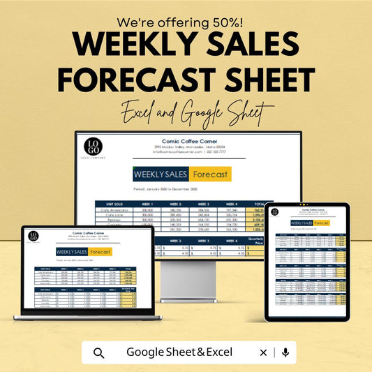 Weekly Sales Forecast Sheet – Excel and Google Sheet Template | Sales Planning & Tracking | 50% Off