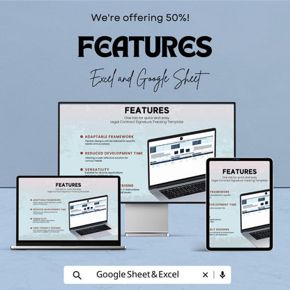 Legal Contract Signature Tracking Template | Contract Signature Tracker | Agreement Signing Log | Excel & Google Sheets