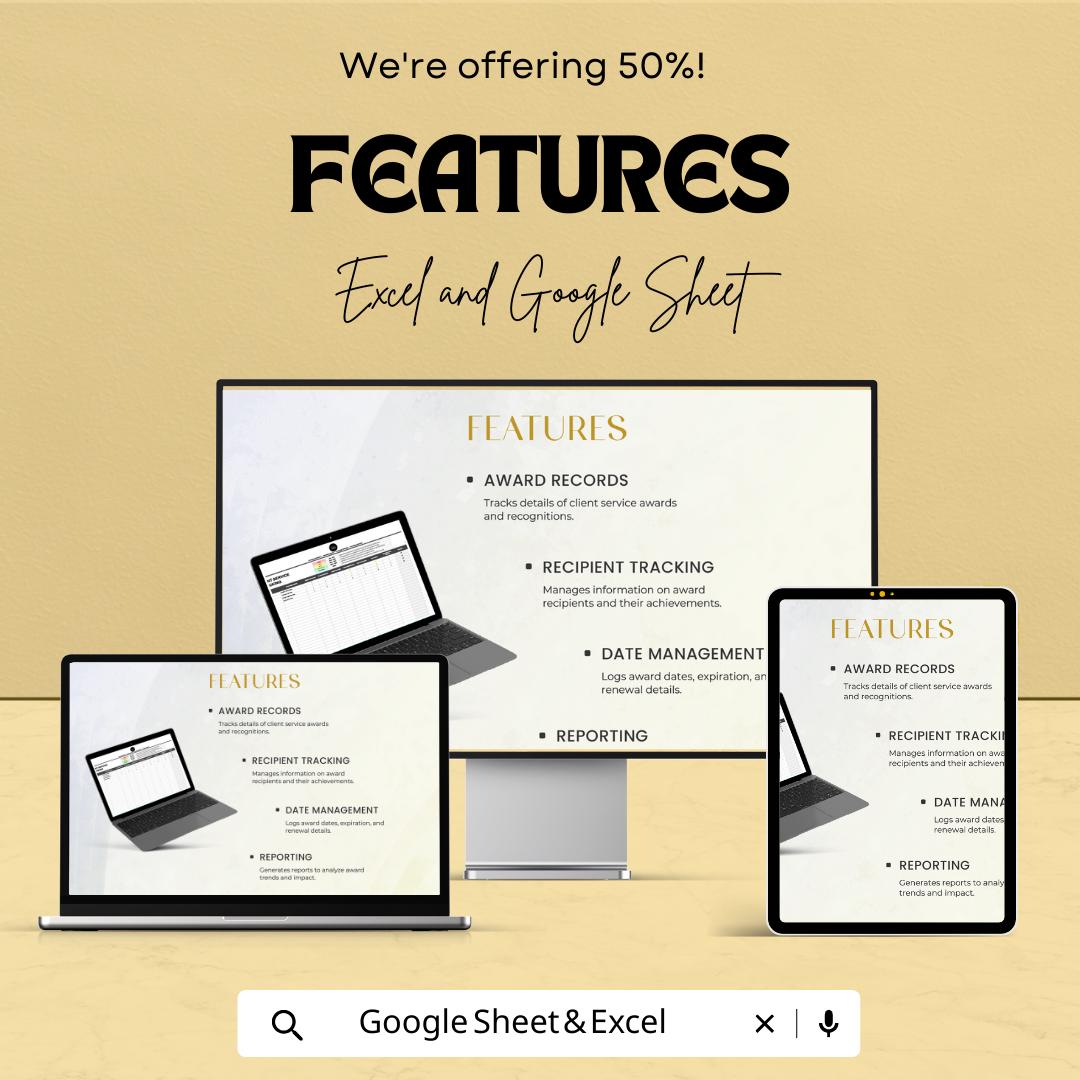 Legal Client Service Award Tracking Template, Law Firm Recognition Tracker, Attorney Performance Sheet, Excel Google Sheets Legal Dashboard
