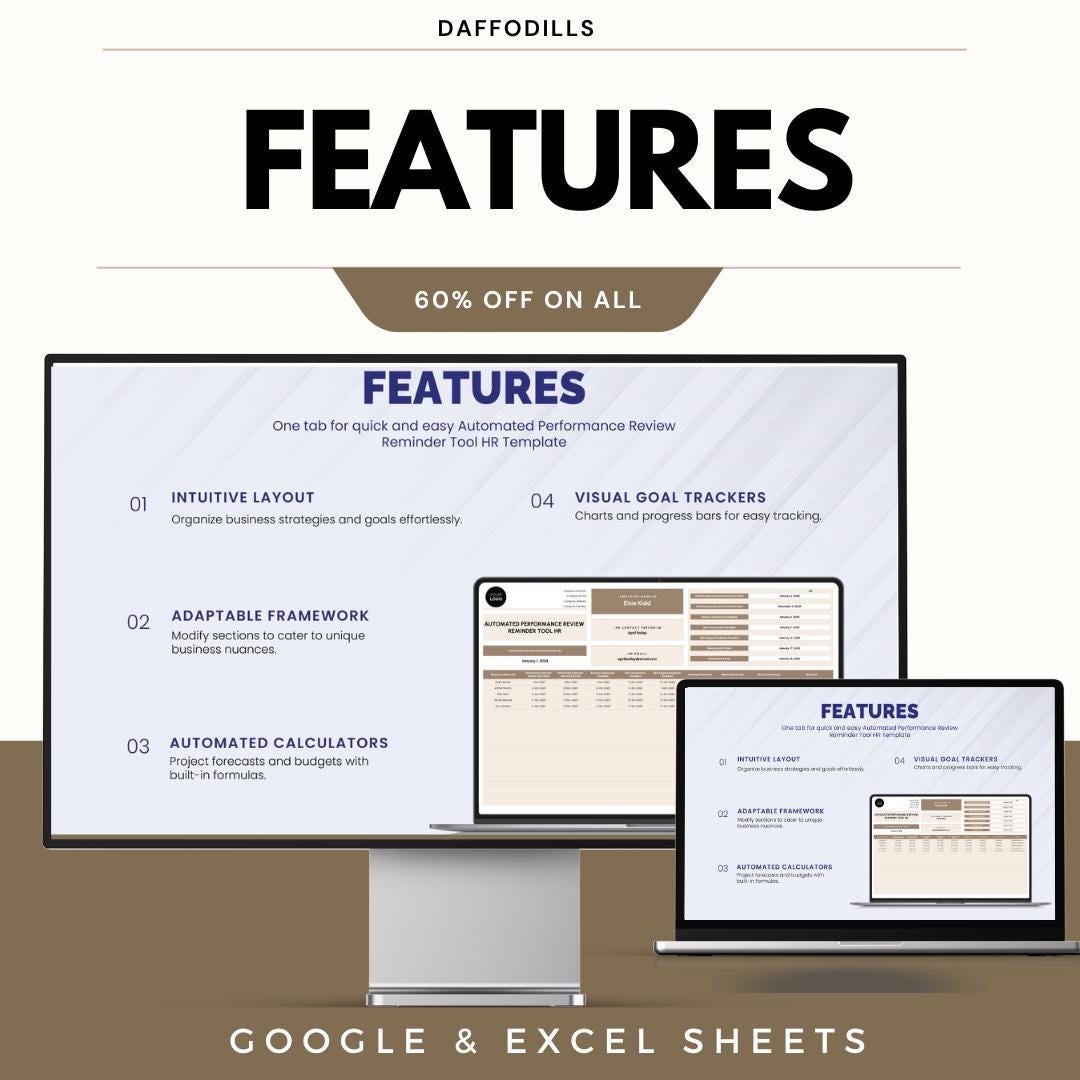 Automated Performance Review Reminder Tool HR Template | Performance Review Tracker | HR Reminder System | Google Sheets HR