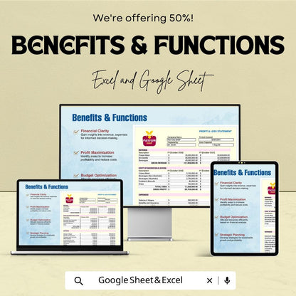 Sales Profit and Loss Template | Excel and Google Sheets | Income and Expense Tracker | P&L Statement | Business Finance Spreadsheet