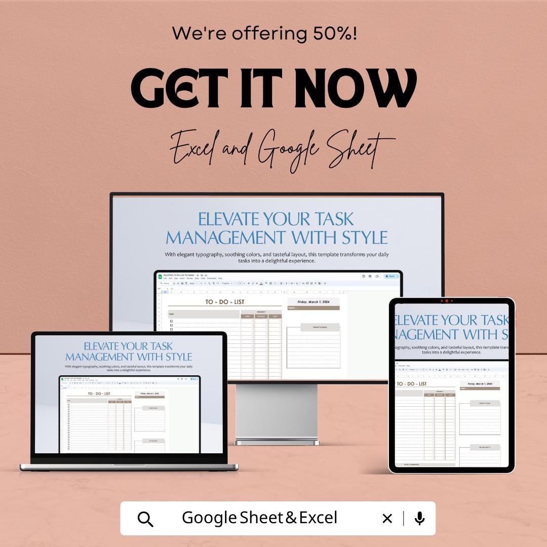 Aesthetic To-Do List & Daily Planner | Excel & Sheets