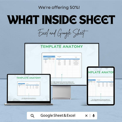 Assignment Due Date Template | Student Planner Spreadsheet | Homework Tracker | Excel & Google Sheets | Assignment Tracker Dashboard