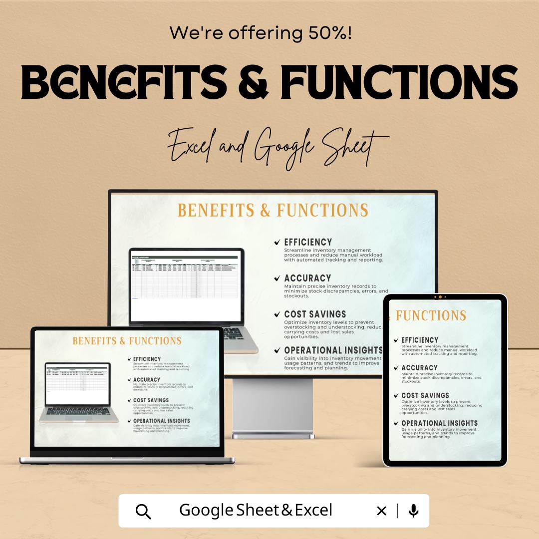 Inventory Tracking Sheet Template Excel, Stock Tracker Spreadsheet, Product Inventory Log, Warehouse Management Sheet