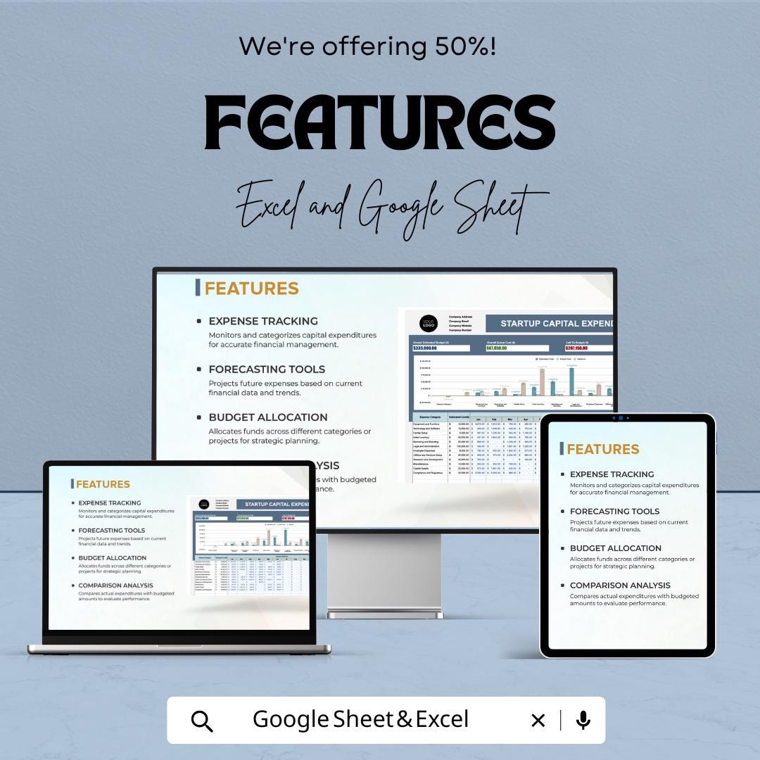 Startup Capital Expenditure Budget Sheet - Excel & Google Sheets for Effective Capital Management