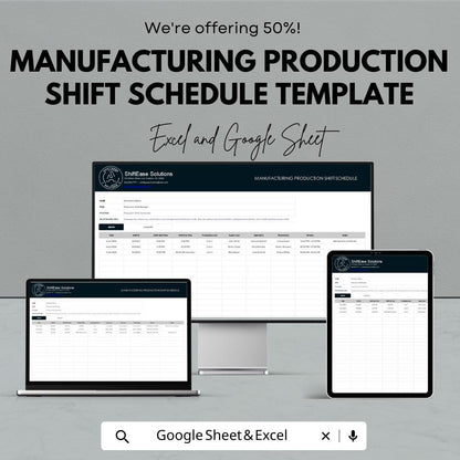 Manufacturing Production Shift Schedule Template | Employee Shift Planner | Workforce Scheduling Spreadsheet | Factory Shift Organizer