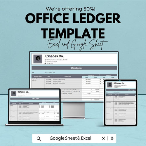 Office Ledger Template for Excel & Google Sheets | Business Expense Tracker | Office Budget Planner | Financial Record Book |