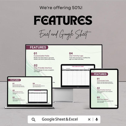 Tool Sign Out Sheet Template | Equipment Sign Out Log | Editable Borrowing Tracker | Workplace Tool Checkout Form