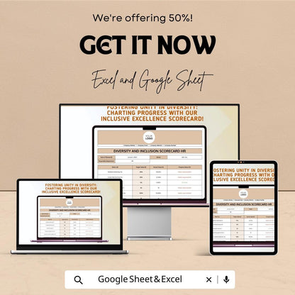 Diversity and Inclusion Scorecard HR Sheet | Excel & Google Sheets Template for Measuring Workplace Diversity