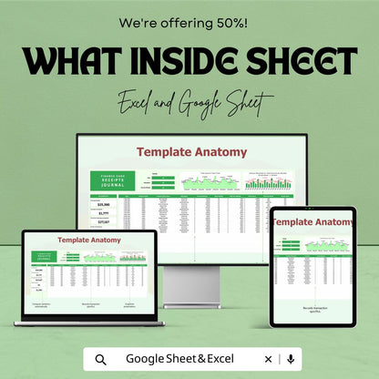 Finance Cash Receipts Journal Template, Excel & Google Sheets, Cash Receipt Tracker, Accounting Journal Spreadsheet, Business Income Log