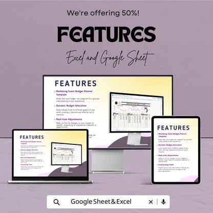 Marketing Event Budget Planner | Excel & Google Sheets | Event Budget Template | Finance Tracker | Editable Event Planning Sheet