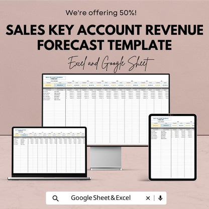 Sales Key Account Revenue Forecast Template | Excel & Google Sheets | Sales Tracker | Revenue Planner | Forecast Spreadsheet | KPI Dashboard