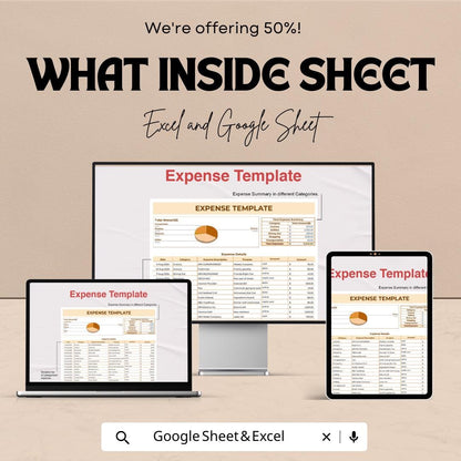 Expense Sheet for Google Sheets - Track Your Spending & Budgeting - Easy-to-Use Finance Tracker - Customizable Invoice and Expense Manager