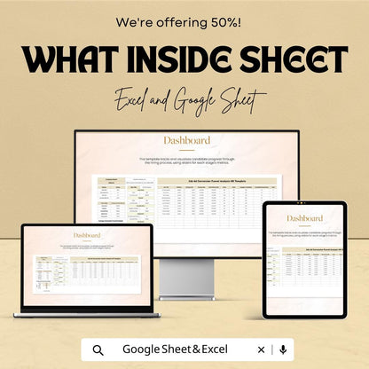 Job Ad Conversion Funnel Analysis HR Template | Hiring Funnel Dashboard | Recruitment Metrics | Excel & Google Sheets
