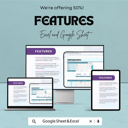 Finance Payroll Historical Data Analysis Template | Payroll Insights Dashboard | Salary & Workforce Analytics Sheet | Payroll Trend Report