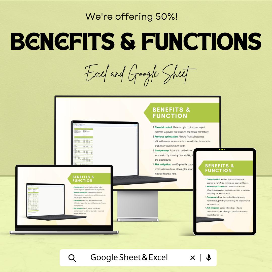 Building Construction Project Budget Template | Construction Cost Estimate Sheet | Project Expense Tracker | Contractor Budget Planner