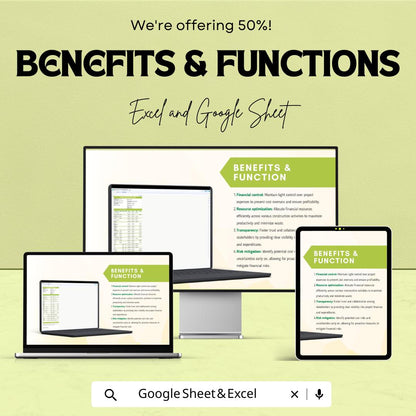 Building Construction Project Budget Template | Construction Cost Estimate Sheet | Project Expense Tracker | Contractor Budget Planner