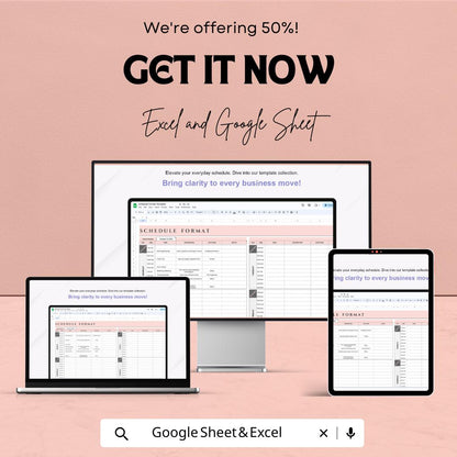 Schedule Format Sheet - Excel and Google Sheets Template | Customizable Daily & Weekly Schedule Planner | Perfect for Time Management