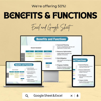 Sample Project Roadmap Sheet | Excel and Google Sheets Template | Project Planning | Timeline & Milestone Tracker | Task Management Tool