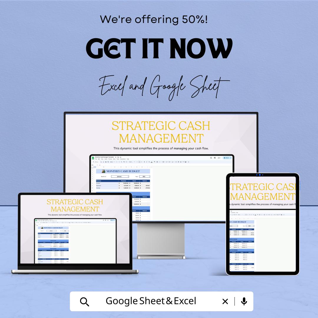 Monthly Cash Budget Sheet Excel & Google Sheets | Personal Finance Tracker and Strategic Cash Flow Template