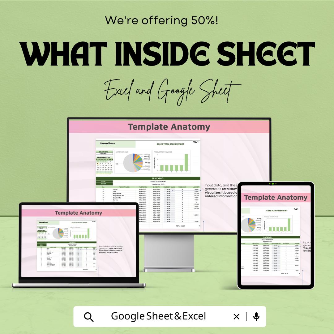 Sales Report Template | Sales Team Report Dashboard | Monthly Sales Analysis sheet | Excel and Google Sheets | Sales Performance Tracker