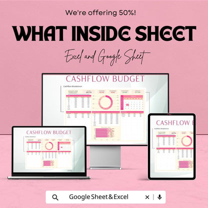 Cashflow Forecast Budget Template | Excel & Google Sheets | Cash Flow Planner | Budget Tracker Spreadsheet