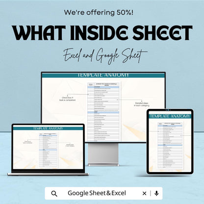 Checklist for Establishing a Website - Easy Website Setup Template for Business - Google Sheet & Excel
